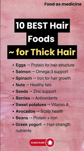 10 BEST Hair Foods for Thick, Strong Hair #naturalhair #haircare #beautyhacks