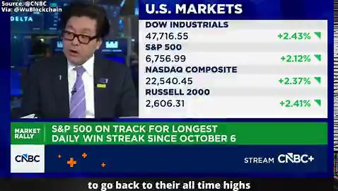 Tom Lee: The bottom is in, bullish on ETH & BTC On April 9, 2026, Tom Lee @fundstrat , Co-founder of Fundstrat and Chairman of BitMine, stated on CNBC that the market has shown clear bottoming signals and is heading back to all-time highs. He believes the recent repositioning and "rolling bear market" have absorbed most downside risks. Lee continues to be optimistic about crypto assets like Ethereum and Bitcoin, the Mag-7, software, and energy stocks, expecting them to catch a strong bid and lea