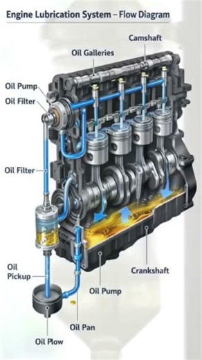 The image is a title for a diagram detailing the Engine Lubrication System – Flow Diagram.
