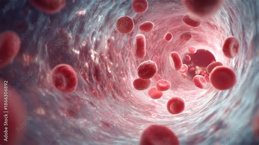 Dynamic Movement of Red Blood Cells in Bloodstream Microscopic View of Circulation and Anatomy in Healthcare and Biology