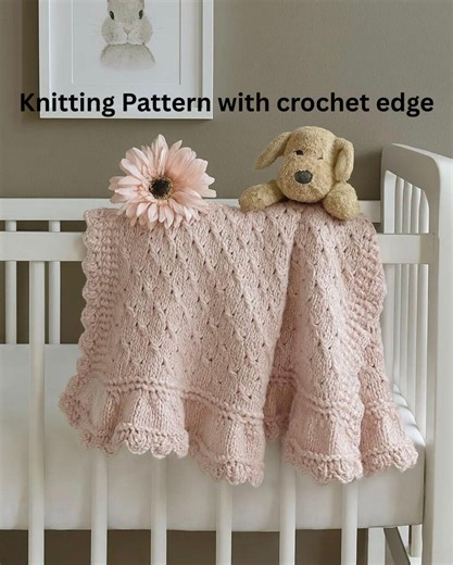 PDF Knitting Pattern: Ruffle Edge Baby Blanket - Bulky Yarn, Crochet Trim - Etsy