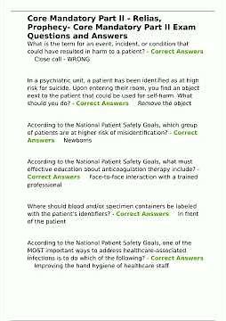 Core Mandatory Part II Relias Prophecy Core Mandatory Part II Exam Questions and Answers