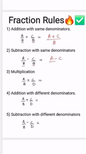 Fraction Rules Made Easy! 🧮 | Learn Fractions in Seconds #Shorts #maths