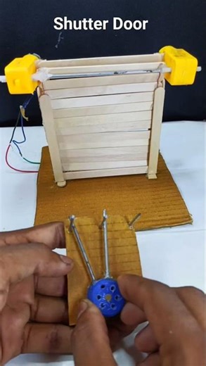 DIY Automatic Shutter Door | Easy School Project Idea #diy #shorts #tech #dcmotor
