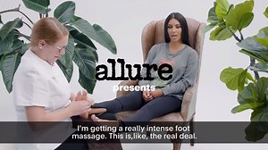 Kim Kardashian West reveals the sweetest thing Kanye West has ever said to her (and more!) while getting a really intense foot massage. Read the full cover interview here: http://in.allure.com/9welgpJ | Allure