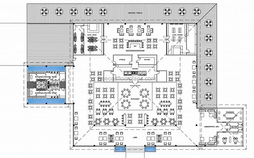 Complete Restaurant With Kitchen, 1005212 - Free CAD Drawings