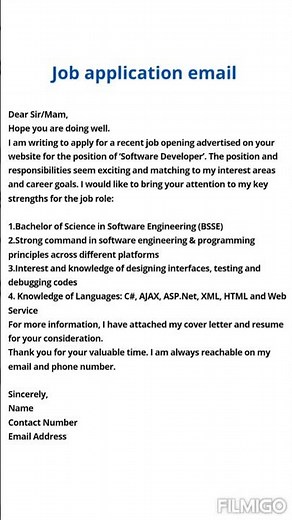 Job application email | sample mail #emailetiquette