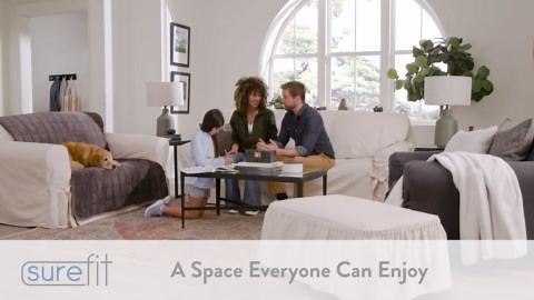 SureFit Ultimate Stretch Suede Wingback Chair Slipcover, Two-Piece Recliner Cover for Wingback Chair and Footrest, Elastic Bottom for A Snug Fit, Machine Washable, Light Gray Recliner Chair Cover