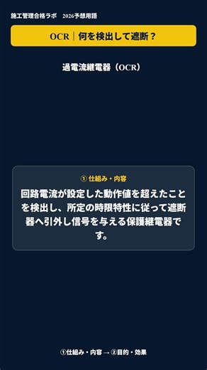 過電流継電器OCR｜事故回路を切り離す仕組み【1級電気施工管理 二次】