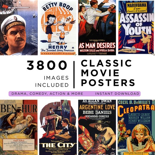 Vintage Movie Poster Bundle: Classic Film Art, Retro Cinema (JPG Digital Download) - Etsy