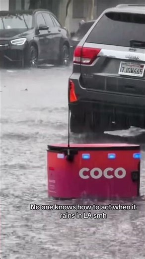 Coco in the rain ☔️ #coco #robot #fooddeliveryservice #rain