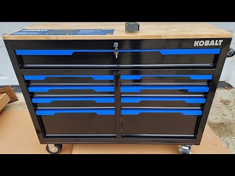 Kobalt 46.1" Wide 9 Drawer Black & Blue Wood Work Bench