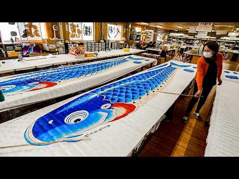Making carp streamers, a Japanese cultural tradition