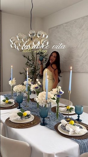 the perfect italian dolce vita table setting 🍋🫐🧚 #tablesetting #tablescape #ladolcevita #italy