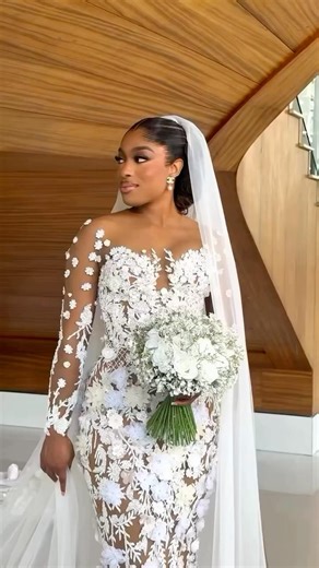 Gorgeous Bride & Her Stunning Shades of Soft Floral Wedding Dress 🤩🤩 #Shorts