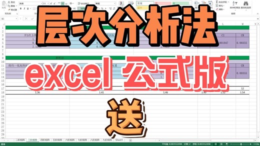 Excel 层次分析法 内置公式 ahp excel计算 2-9阶兼容