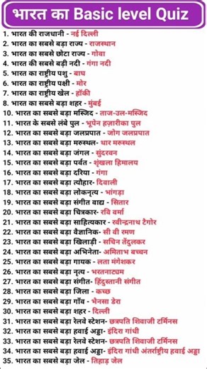 Bharat ka basic level question || general knowledge || GK quiz || India GK || GK in Hindi