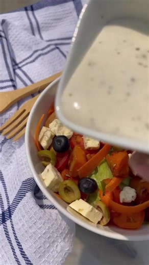 Fresh garden salad with creamy homemade dressing