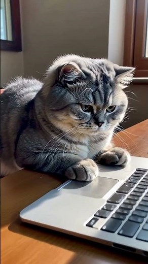 Smart Cat Working on Laptop | Funny AI Cat Typing | Cute 4K Cinematic Cat Video