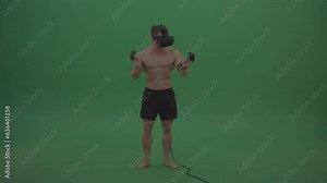 Green Screen Bodybuilder in VR Studio 4K Video Footage