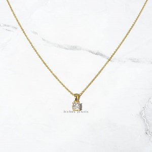 Cushion Shape Lab Grown Diamond Dainty Layering Necklace,gold Eco-friendly Diamond Jewelry - Etsy