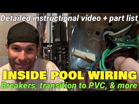 How to wire above ground pool electric in panel. GFCI breakers, pump timer, & transition to PVC pipe