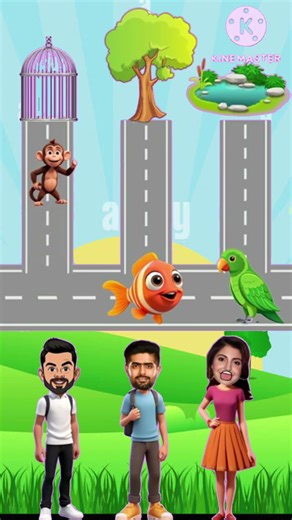 Where Will The Monkey 🐵 Parrot 🦜 And Fish 🐟 Stay #vfx​ #cartoon​ #shortvideo​