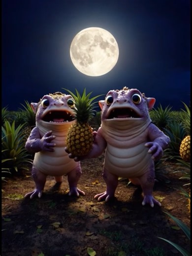 Dog Chases Unique Pinky Creature Stealing Pineapple