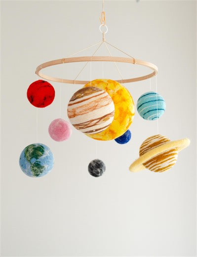 Planets Mobile for Nursery • Handmade Felt Planets • Space Decor • Christamas Gift - Etsy