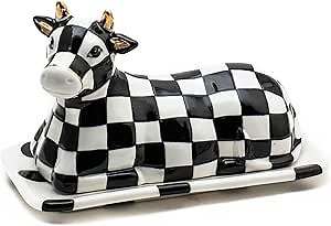 MACKENZIE-CHILDS Ceramic Butter Dish with Lid, Cow Creamery