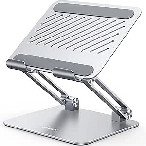 UGREEN Tablet Stand Holder for Desk Dual Rod Support Aluminum Tablet Holder Adjustable Multi-Angle Home Office Accessories Compatible with iPad Pro 13 12 11 10.5 Air Mini 5 4 3 2 Phone E-Reader Silver