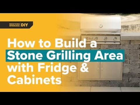 Build A Basic Stone Outdoor Grilling Station With Fridge & Cabinets