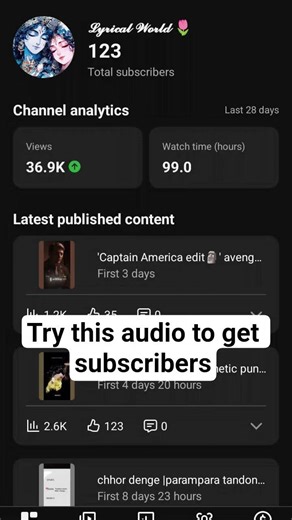 Try to this audio to get subscribers