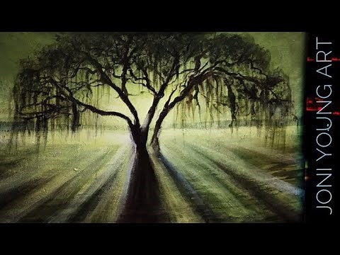 ACRYLIC PAINTING TUTORIAL 🎨 HOW TO PAINT A WEEPING WILLOW TREE / STEP BY STEP
