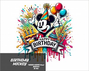 5 PNG Birthday Mickey Png Mouse Splash and Watercolor Png Mickey Transparent PNG File for Sublimation Birthday Mickey PNG - Etsy