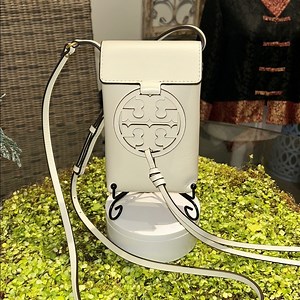 Tory Burch Ivory Crossbody/Adjustable Strap  & Logo Accent 7”x 4.25”x 1.25” New