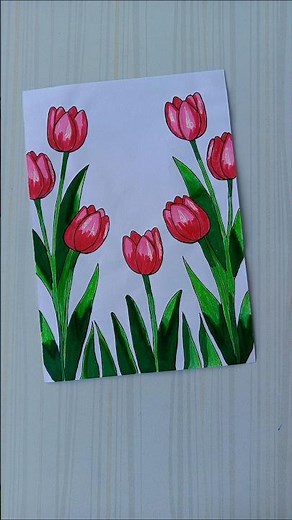 Beautiful Tulip Border Designs/6 easy border design/Border design/Project/Priyanka Gunwal #shorts