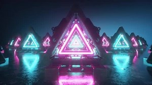 Download Bright Neon Sci-Fi Trangles - aedownload.com
