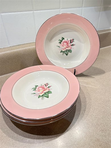 Homer Laughlin Pink Rose Bowls (4) - Etsy