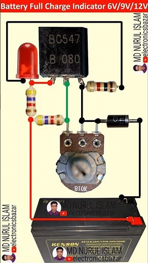 Battery Full Charge Indicator Circuit for 6V/9V/12V Battery | How to Make Battery Charging Indicator