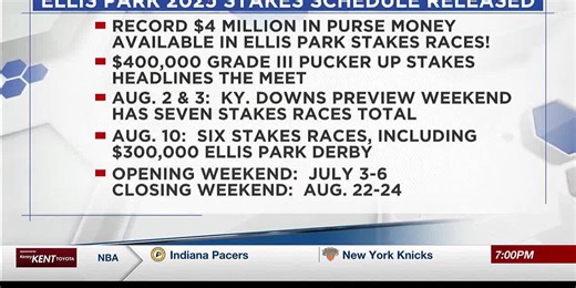 Ellis Park releases stakes schedule with 18 races