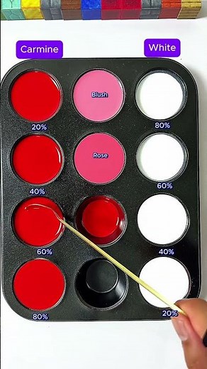 Guess the color challenge 80% Carmine + 20% White = ? #colormixing #satisfying
