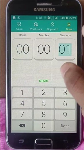 how to set timer 1 second in on Samsung J1s