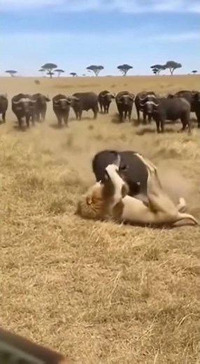 Lion Attacks a Buffalo — What the Herd Does Next Forces a Brutal Retreat