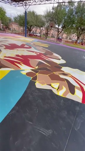 Part 2 of my basketball court mural #art #muralist #mural... #Shorts #henryxpieces