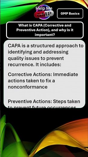 What is CAPA in GMP? | Corrective & Preventive Actions Explained #CAPA #GMP #QualityAssurance