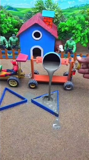 😱 Mini Tractor Builds Cement Pillar | Real Working DIY Construction Machine 🚜 #shorts