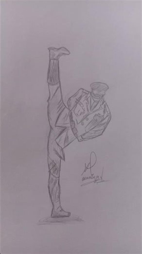 Drawing Chinese military dance