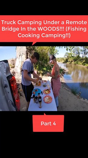 Truck Camping Under a Remote Bridge In the WOODS!!! (Fishing Cooking Camping!!) Part 4#trucklife #truckcamping #camping #fishing