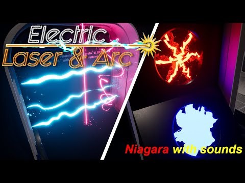 Electric Laser and arc Blueprint Niagara system with real time Metasound Unreal Engine 5